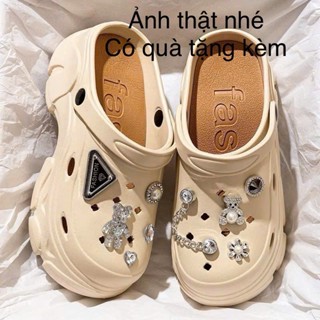 Dép sục nữ cross đế cao 7cm, sục nữ đế cao êm chân tặng kèm charm đá sticker tự chọn