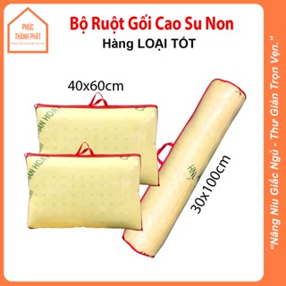Combo 2 Gối Nằm 40x60cm - 1 Gối Ôm 30x100cm Cao Su Non Không Lún Nằm Êm Ái Giúp Ngủ Ngon