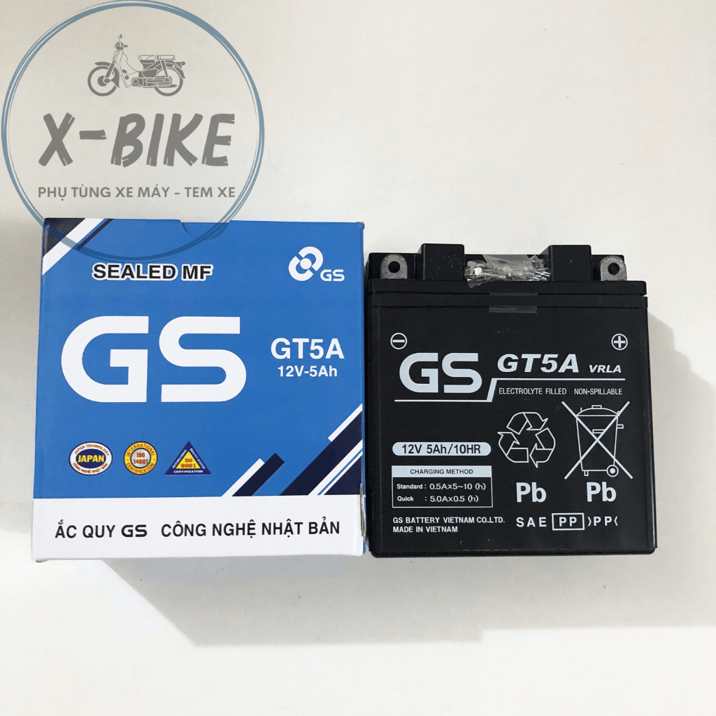 Bình Ắc Quy GS GT5A (12V - 5 Ah) Dành Cho Xe Dream Wave Đời Đầu, Future Đời Đầu, Sirius,....