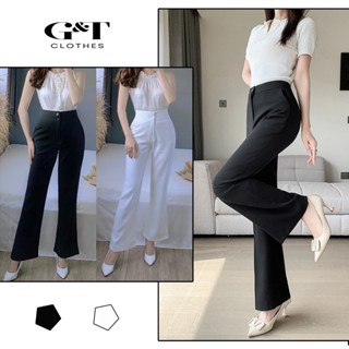 Quần tây ống loe nữ lưng cao 2 cúc dáng dài form ôm co giãn 4 chiều, quần tây loe cạp cao tôn dáng