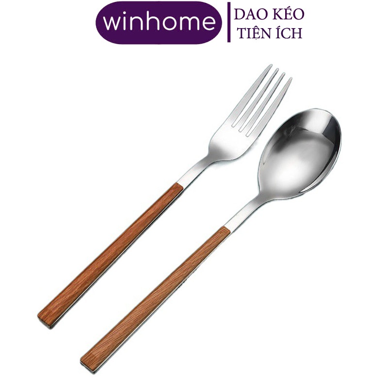 Thìa Inox Cán Vân Gỗ Vilahome, Chất Liệu Inox Họa Tiết Hoa Văn Gỗ Hàng Cao Cấp Bền Đẹp