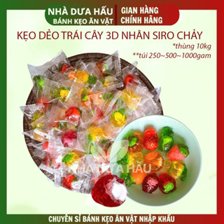   Combo 500gam  Kẹo dẻo trái cây mini có nhân siro chảy - ăn vặt healthy ngon bổ rẻ 