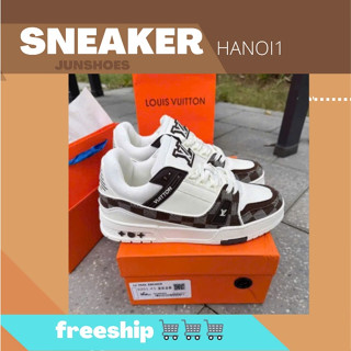 Giày L.v Traner Damier Denim Black Lai Au Cao Cấp Fullbox