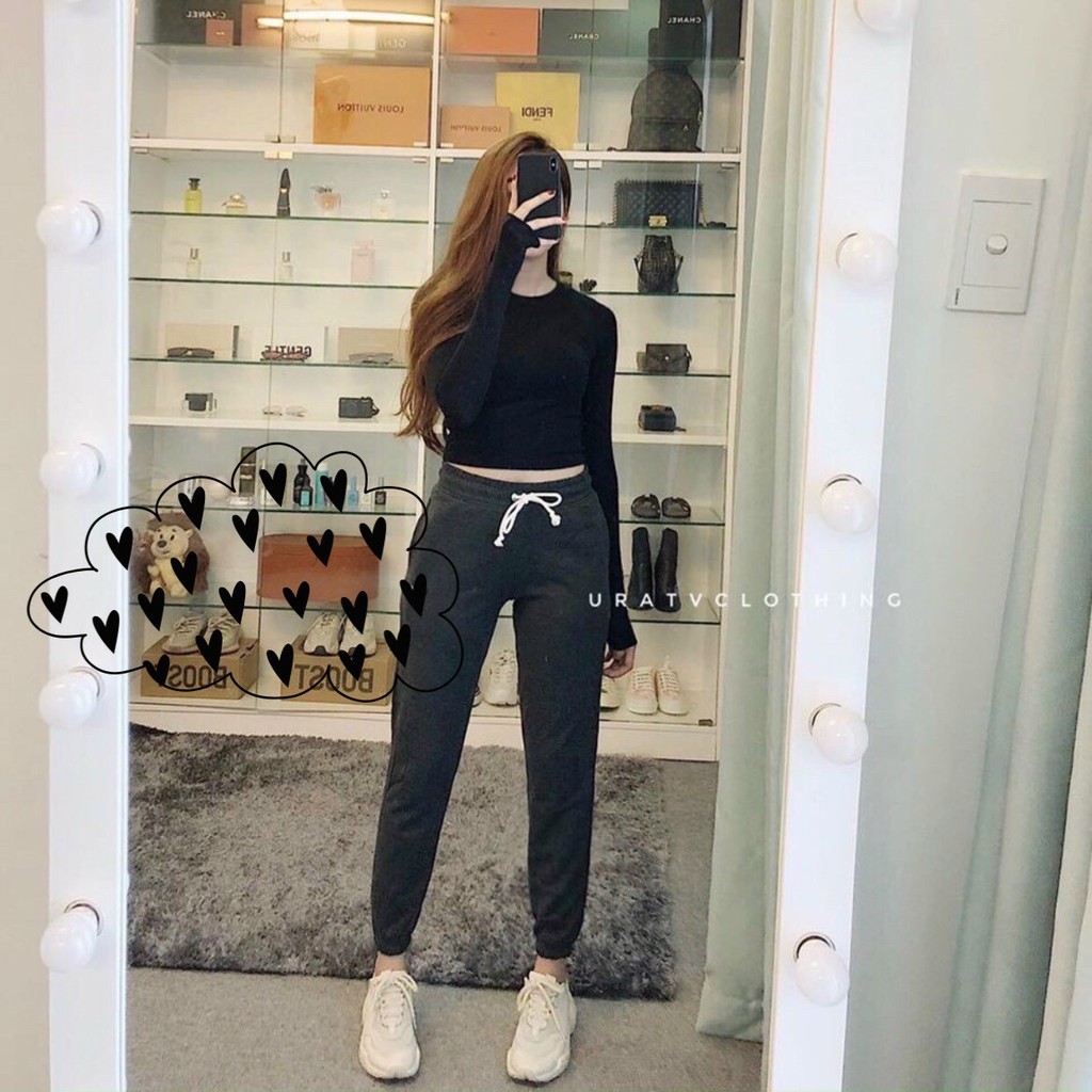 QUẦN NỈ LÓT LÔNG 2 MÀU ĐEN GHI, QUẦN LÓT LÔNG NỮ DÁNG BAGGY SIÊU ẤM CHO MÙA THU ĐÔNG