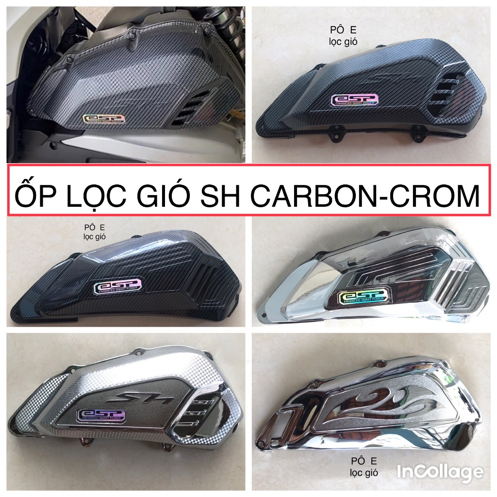 Ốp lọc gió SH 2024-2012 carbon crom Hàng loại I (125 150 160)