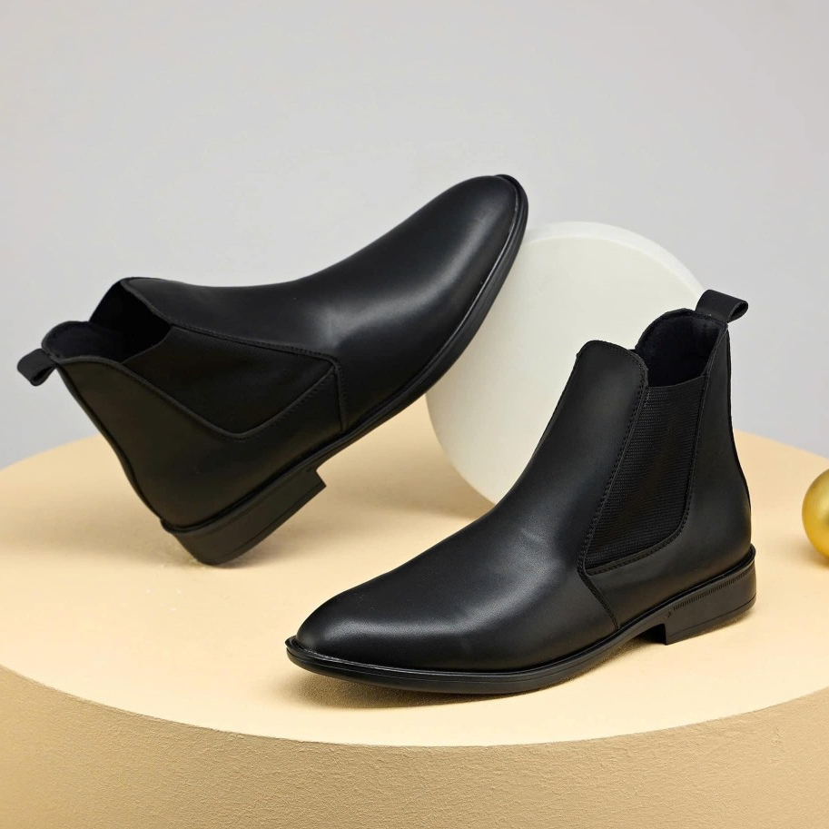 Giày bốt nam cổ cao da cao cấp, đế cao su mang không gây tiếng ồn, đế khâu