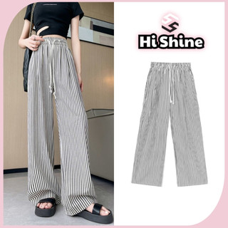Quần Ống Rộng Nữ Kẻ Sọc Ống Rộng, Dáng Suông Chất Đũi Xốp Siêu Mềm Mát Dễ Phối- HiShine