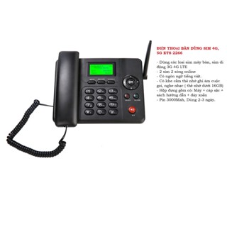 Điện Thoại Bàn Không Dây Lắp Sim Viettel Vina Mobifone ETS602 Loại 2 Sim 2 Sóng, Ghi Âm Cuộc Gọi. - SIZIBOX