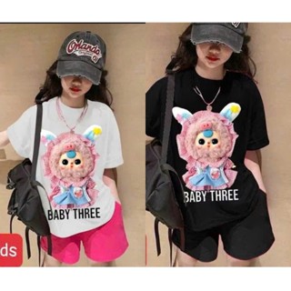 SÉT BỘ quần đùi áo thun ( HỌA TIẾT BAABYTHREE MẶC VÁY CARO ) chất vải mềm mại SIZE 13-45 KG