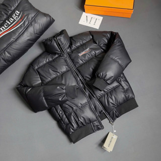  Áo khoác phao cổ trụ nam nữ vải gió da trần bông béo thêu chữ 3 sọc kẻ hai mặt dày dặn boy phố AK238P 