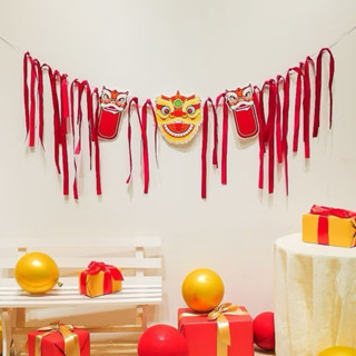 Quạt Giấy Đỏ Trang Trí,Dán Tường May Mắn Kèm Họa Tiết | dây treo | phụ kiện | decor | nhà cửa | ngày Tết