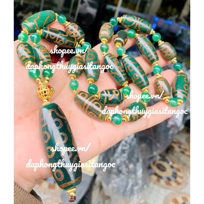Vòng cổ 21 mắt thân ng mix dzi thần tài 3-7 mắt vip