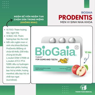 Viên ngậm bảo vệ răng miệng BioGaia Prodentis H30 viên, có VỊ TÁO Thơm ngọt nhẹ và VỊ BẠC HÀ the mát