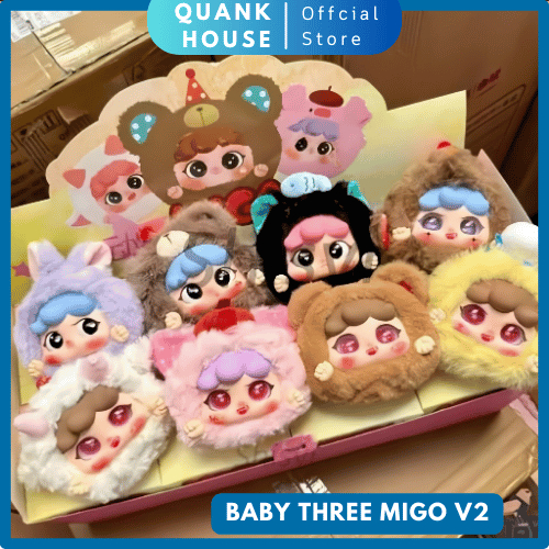 Migo V1 Animal Party Series Hình Dễ Thương Anime Blind Box Migo Đồ Chơi Sang Trọng - Móc khóa