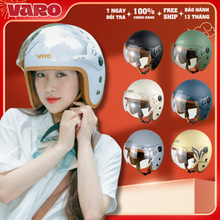  Mũ bảo hiểm 3 4 VARO Kính Càng Cao Cấp Freesize Vòng Đầu 54-59cm Dành Cho Cả Nam Và Nữ Chính Hãng 