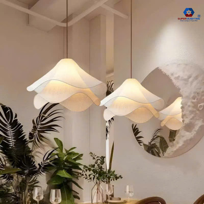 Đèn thả trần trang trí hoa phượng SuperVilighting phòng khách phòng ngủ màu trắng nhà vườn