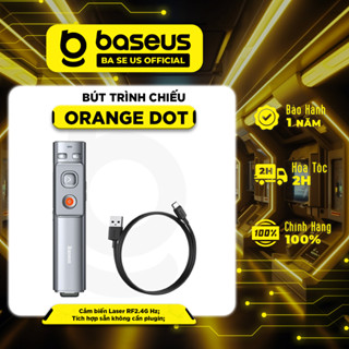 Bút trình chiếu Baseus Orange Dot Wireless Presenter hỗ trợ 100m. 2.4GHz USB/Type C dùng sạc