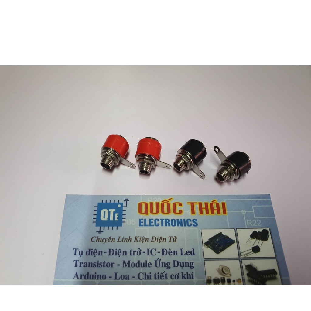 Combo 2 cặp cọc loa nhỏ màu đỏ đen (jack bắp chuối cái)