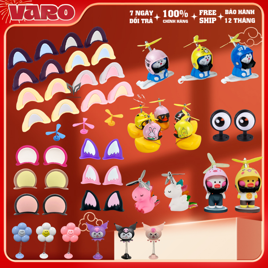  Kính Phi Công Kính UV Tai Gấu Mèo Chong chóng Các loại sừng Gắn Nón Bảo Hiểm Varo 