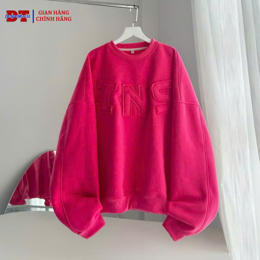 Áo Sweater Thêu Chữ Nổi INS ,Ao nỉ thu đông Nam Nữ Form Rộng Chất Nỉ Dày Trơn Cổ Tròn - DTB K1