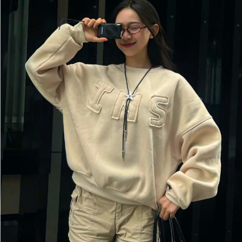 Áo Sweater Thêu Chữ Nổi INS ,Ao nỉ thu đông Nam Nữ Form Rộng Chất Nỉ Dày Trơn Cổ Tròn - DTB SSL