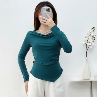 Áo Thun 𝐂𝐂𝐇𝐀𝐓 Kiểu Lệch Vai Gấu Vát Dáng Ôm Chất Vải Mềm Mịn Co Giãn 4 Chiều 23TDC2005OT