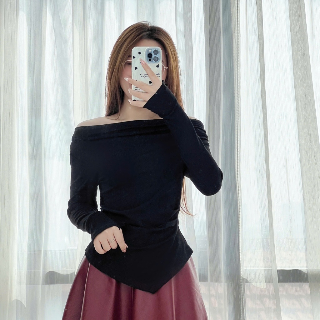 Áo Thun 𝐂𝐂𝐇𝐀𝐓 Kiểu Lệch Vai Gấu Vát Dáng Ôm Chất Vải Mềm Mịn Co Giãn 4 Chiều 23TDC2005OT | BigBuy360 - bigbuy360.vn