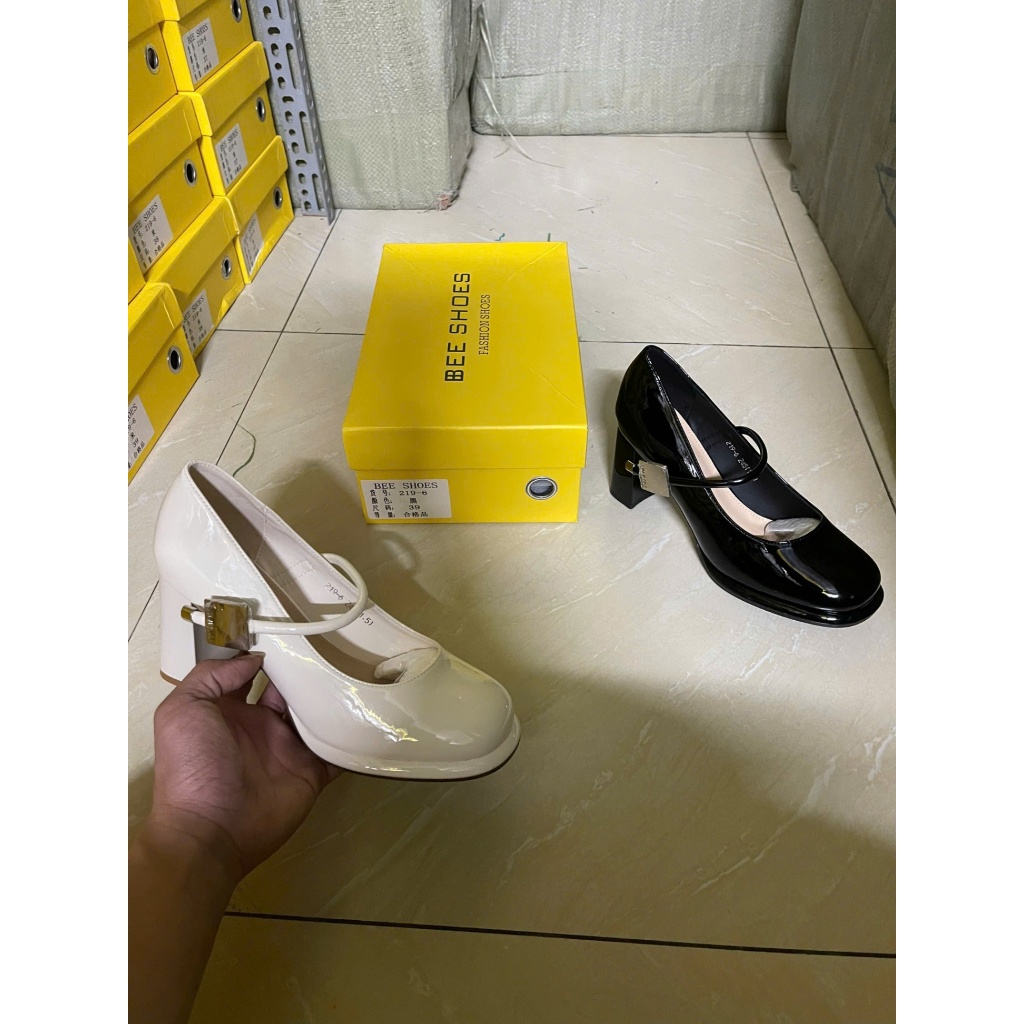 Giày mary jane nữ BEE SHOES mũi tròn gót 7cm - 240891(form 1.5)