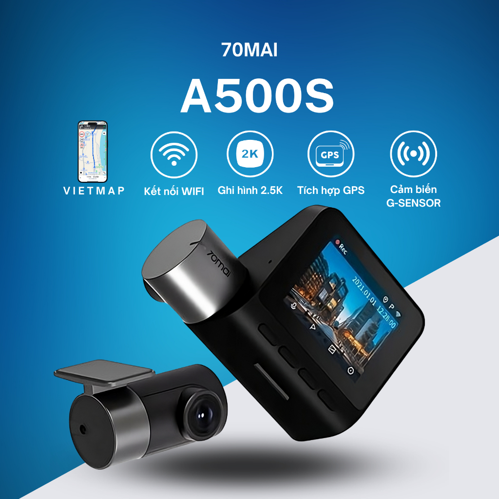 Camera hành trình 70mai  A500S Pro Plus+ [TẶNG VIETMAP] - Quốc Tế - Chính Hãng - Bảo hành 12 Tháng