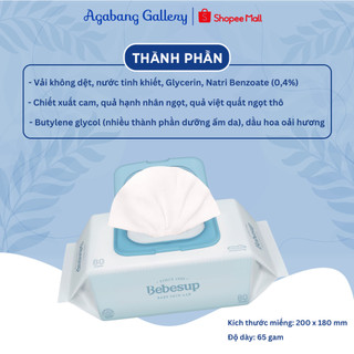 Khăn Ướt BeBesup Sensitive 80 Tờ Agabang Gallery Cao Cấp Mùi Thơm Tự Nhiên, Không Cồn, Khăn Ướt Dành Cho Bé