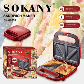  Máy kẹp nướng bánh mì sandwich SOKANY SK-08051R đa năng công suất cao 750W 2 mặt chống dính máy làm bánh hot dog 