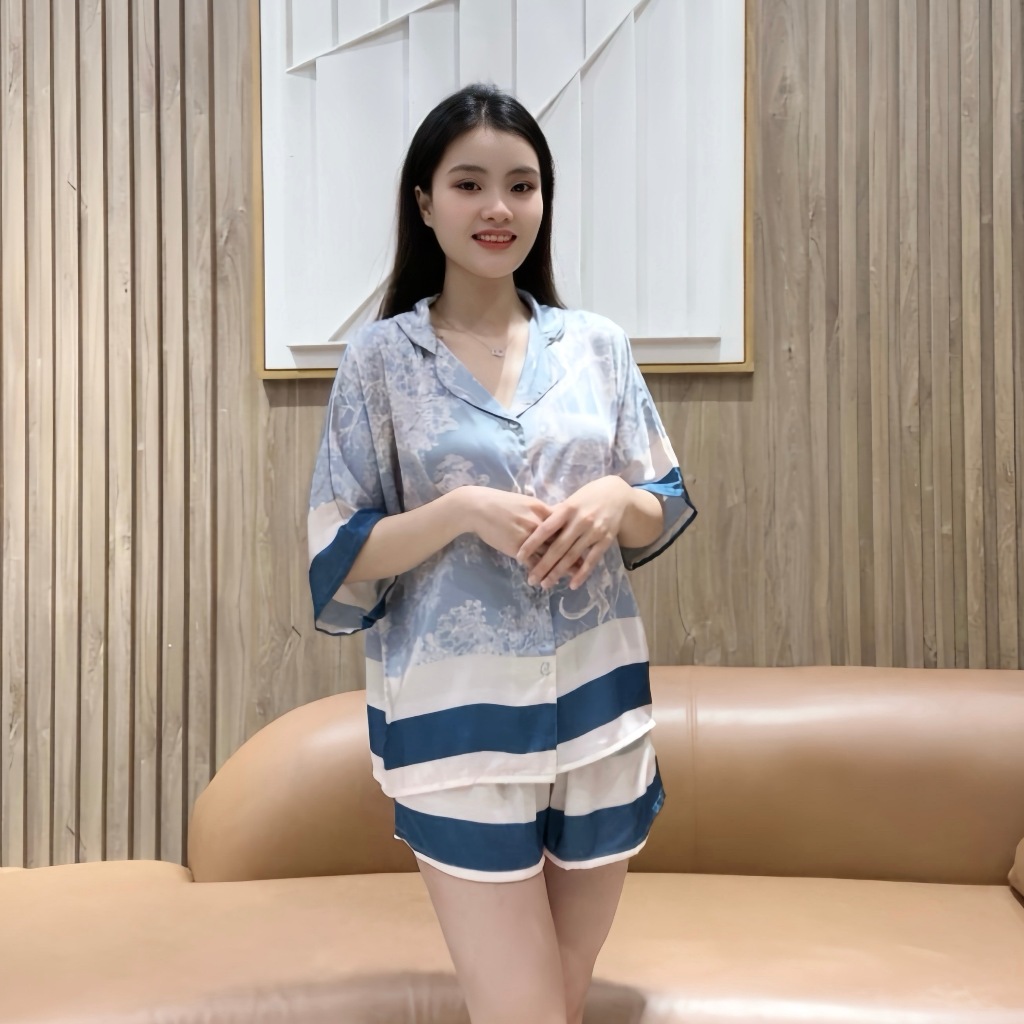 Set ngủ nữ pijama mặc nhà set bộ đồ ngủ pyjama Hisexy Lụa Latin cộc tay quần đùi P09 | BigBuy360 - bigbuy360.vn