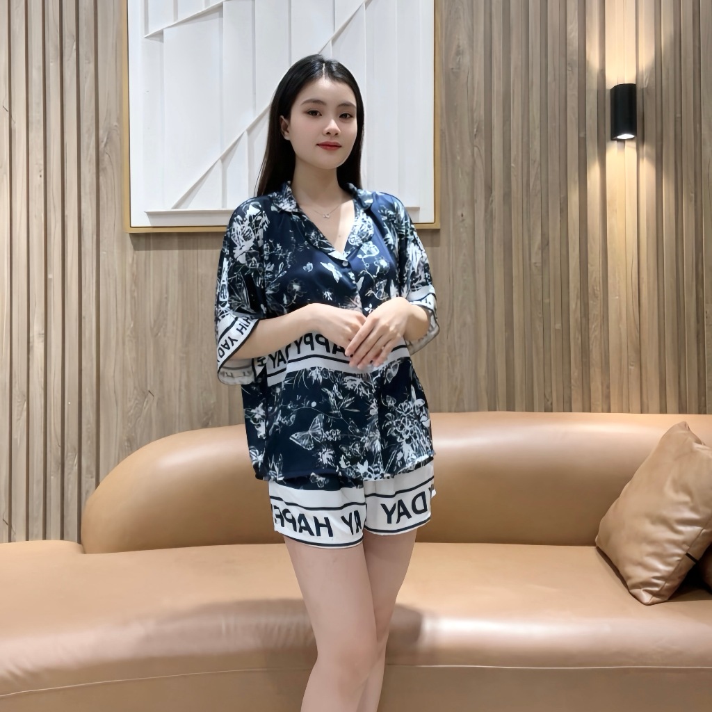Set ngủ nữ pijama mặc nhà set bộ đồ ngủ pyjama Hisexy Lụa Latin cộc tay quần đùi P09 | BigBuy360 - bigbuy360.vn