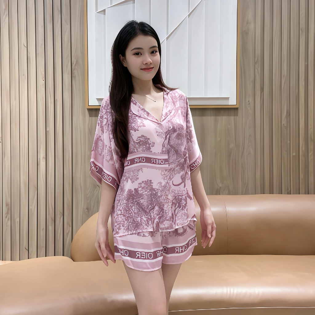 Set ngủ nữ pijama mặc nhà set bộ đồ ngủ pyjama Hisexy Lụa Latin cộc tay quần đùi P09 | BigBuy360 - bigbuy360.vn