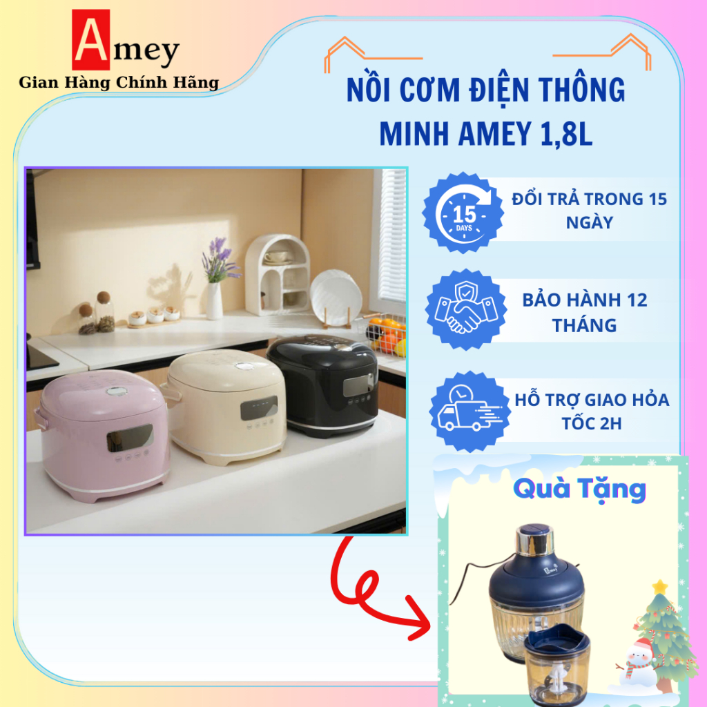 Nồi Cơm điện AMEY đa chức·năng dung tích 1.8L, công suất 650W phù hợp 4- 6 người ăn, thương hiệu Đức