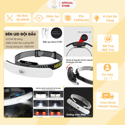 Đèn Pha Đội Đầu Energy Green Lighting TD15801 - 6 Chế Độ Sáng - Chip LED Siêu Sáng - Đèn Đi Dã Ngoại