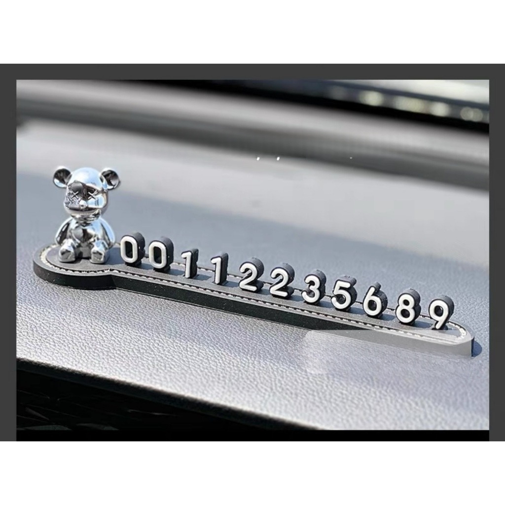 Bảng số đứng mix Teddy bạc, thỏ bạc