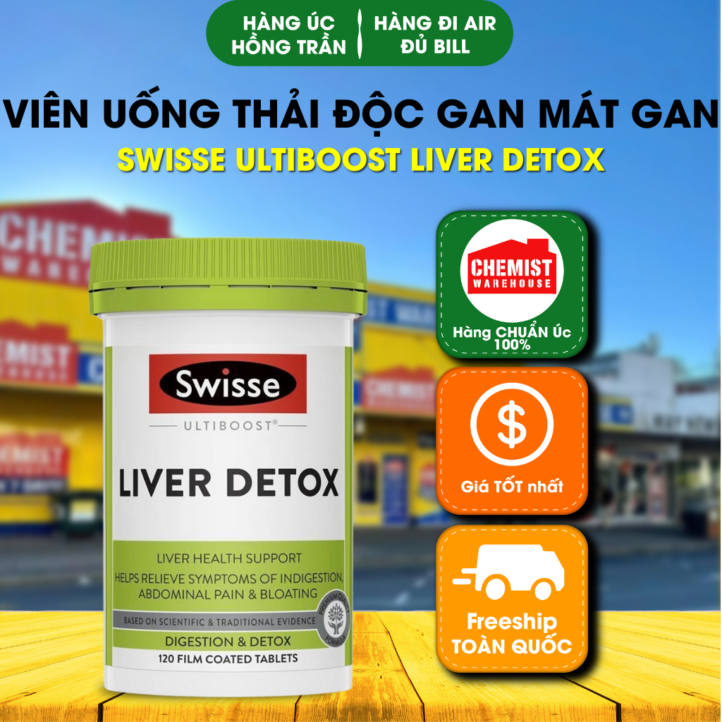Viên Uống Hỗ Trợ Thải Độc Gan Mát Gan Úc - Swisse Ultiboost Liver Detox 60 120 200 Viên