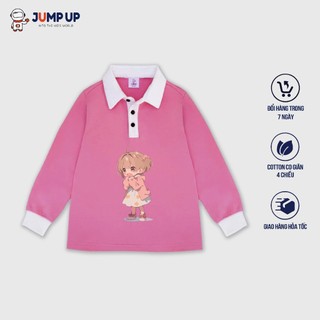 Áo Nỉ Có Cổ Cho Bé Gái Màu Hồng Phối Cổ Trắng, Áo Nỉ Hồng In Hình Cho Bé Gái Mặc Tết