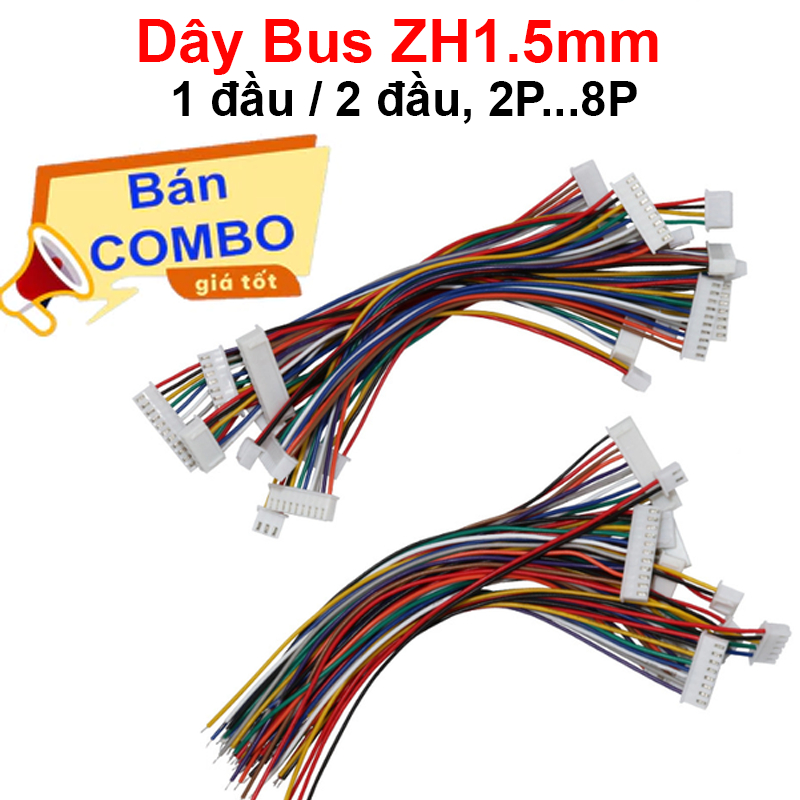 Gói 20 cái- Dây Bus ZH1.5mm 1 dầu cái, 2 đầu cái