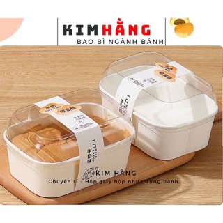50 Hộp kraft trắng chữ nhật 750ml - Hộp kraft trắng nướng bánh - Hộp kraft chữ nhật đựng bánh mì hoa cúc , bánh bông lan