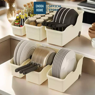 Khay Đựng Đĩa, Gia Vị, Nắp Nồi ENODA HOME, Khay Nhựa Đựng Đồ Nhà Bếp Có Bánh Xe Kéo Trượt Dễ Dàng Q049