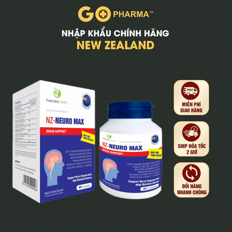 Bổ não NZ- Neuro max Everyday Health giúp tăng cường tuần hoàn, lưu thông máu não, giảm nguy cơ hình