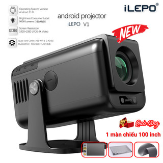  Máy chiếu mini ilepo Android Full HD 4K chiếu tường wifi 6g màn hình căn chỉnh tự động bảo hành 12T 