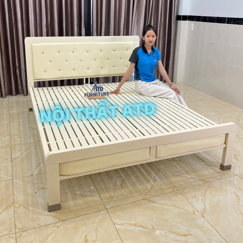 Giường sắt 1m8x2m 1m6x2m 1m4x2m 1m2x2m giường sắt hộp cao cấp 4x8- Bh 2 năm giao hàng tận nơi lắp rá