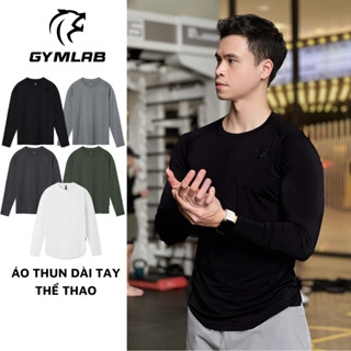 Áo thể thao tập gym nam Gymlab dài tay, Áo tay dài giữ nhiệt, form fit vải poly thoáng mát