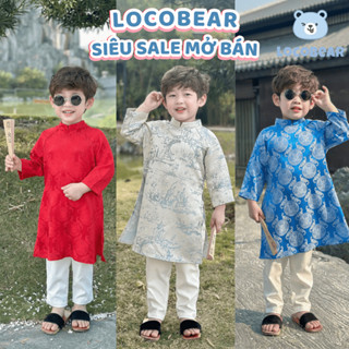Set Áo Dài Cách Tân Cho Bé Trai LOCOBEAR Áo Dài Gấm Kèm Quần Mặc Tết Cho Bé Chất Liệu Cao Cấp, Siêu Sang
