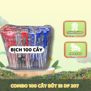 Combo 100 cây bút bi DF 207 0.7mm( Màu xanh/đỏ/đen)
