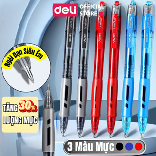 [VC LIVE 25K] Bút mực gel bấm bút gel béo văn phòng Deli mực đen/xanh/đỏ S08 ngòi 0.5mm học sinh mực đều nét chữ đẹp