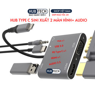 [Hỏa Tốc] Hub usb type c to hdmi,cổng chuyển đổi type c,usb type c hub mac laptop Đt ra HDMI 4k ra 2 màn hình+audio 5in1